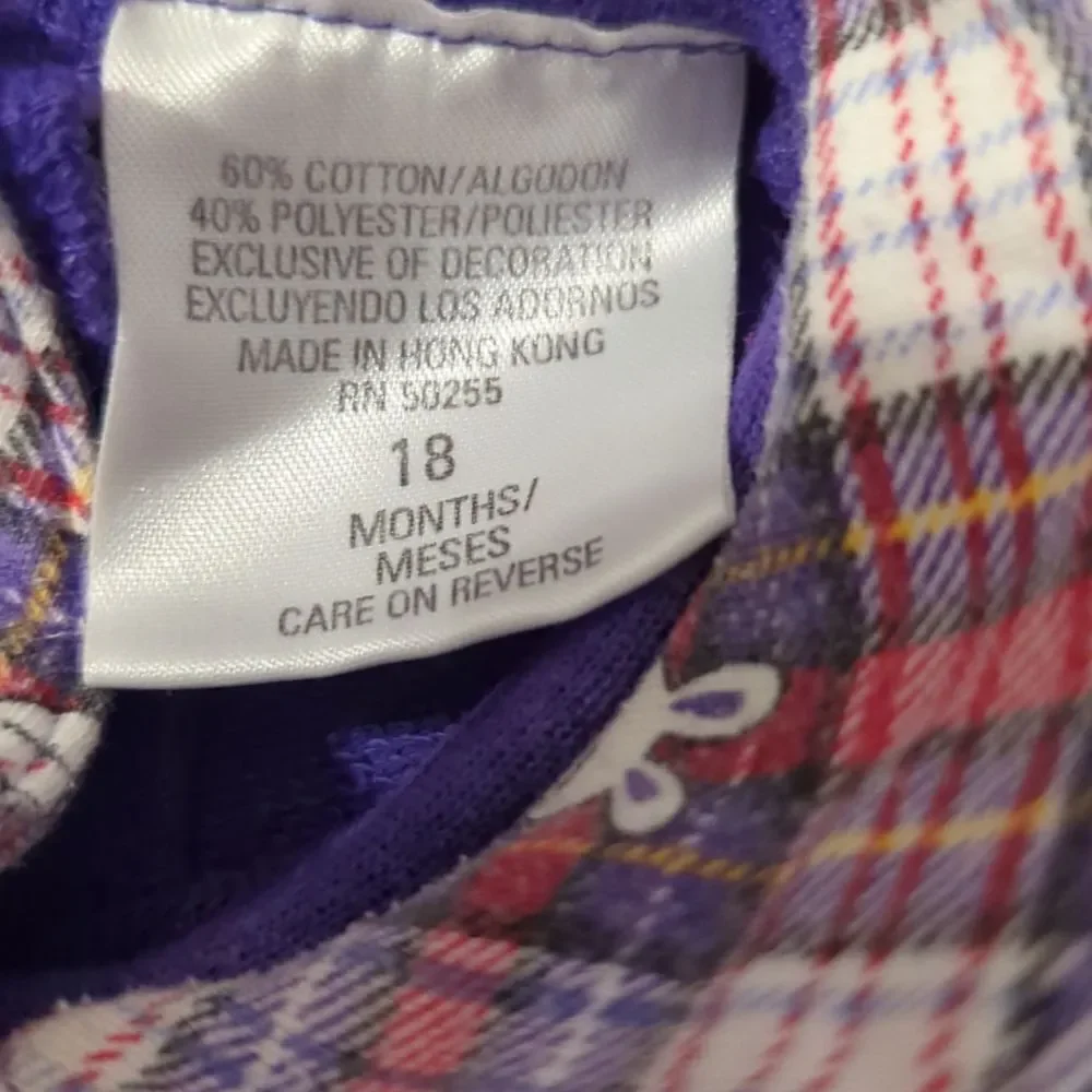 Vintage girls Small steps‎ purple plaid 2 piece embroidered bunny outfit  18 mts